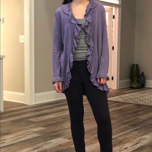Peck & Peck Purple Boho Ruffle Cardigan Sz S